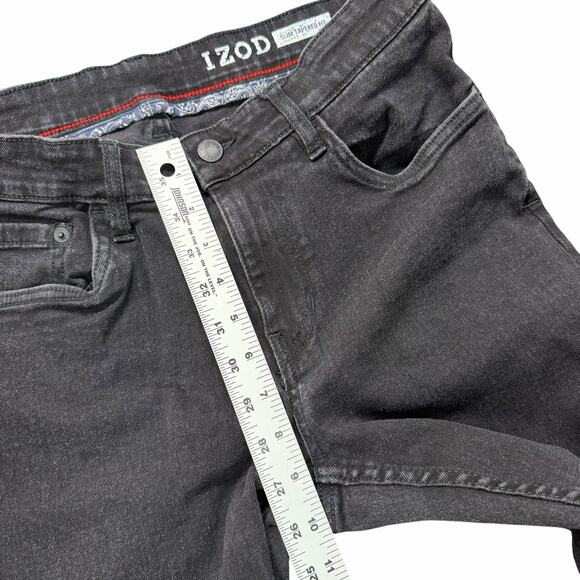 Izod Jeans Mens 32 x 28 Slim Taper Fit Denim Pants Black Stretchy - Picture 6 of 11